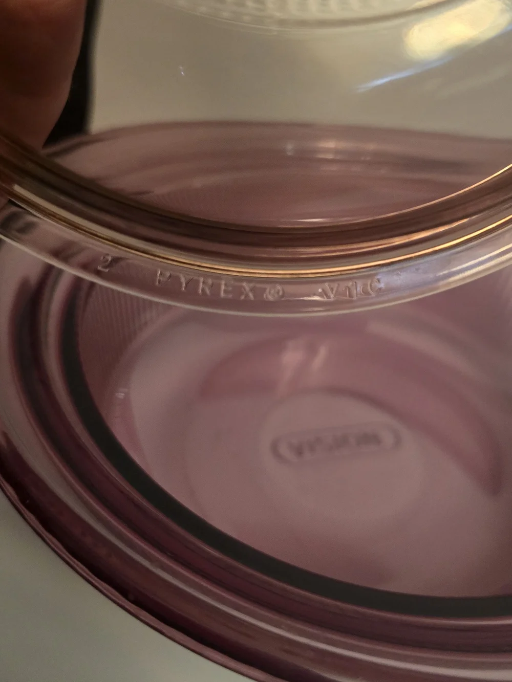 vintage Corning Visions 24-ounce cranberry glass round casserole Dish